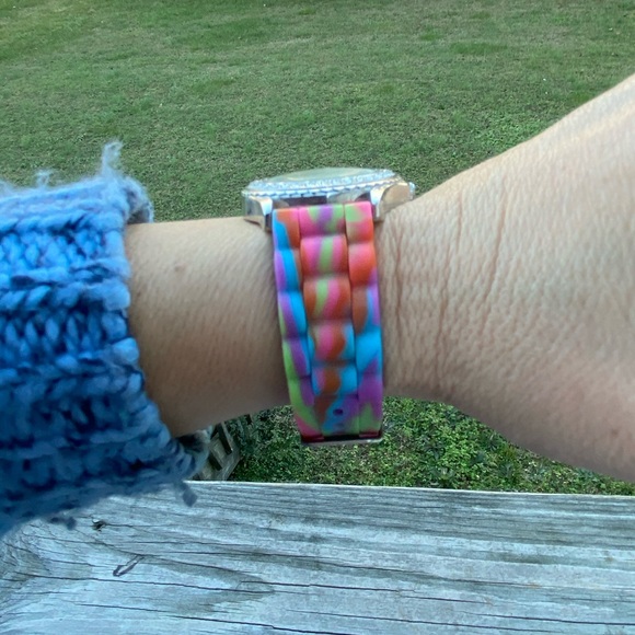 Kim Rogers pastel rainbow watch w/ crystal accents - Picture 5 of 7
